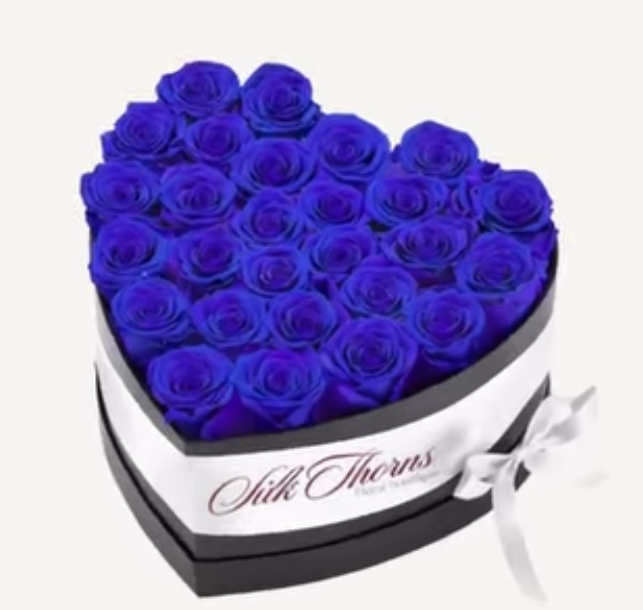 BLUE FOREVER ROSE HEART BOX