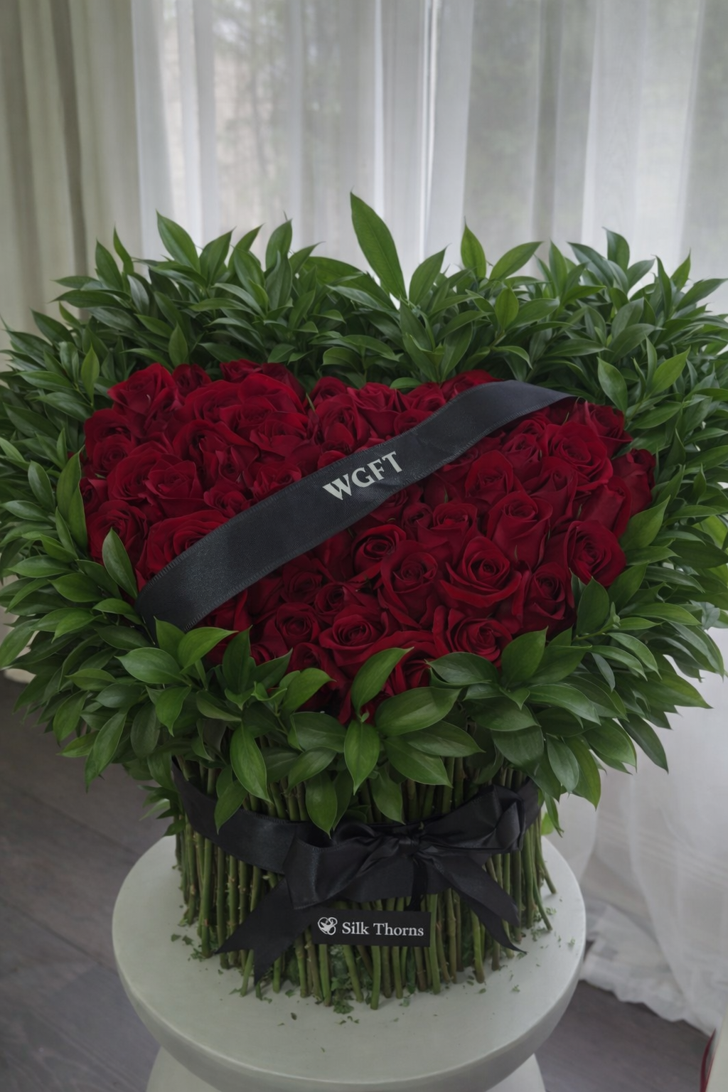 HEART SHAPED REAL ROSE STAND